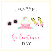 istock Happy Galentine's Day card template 1458119891