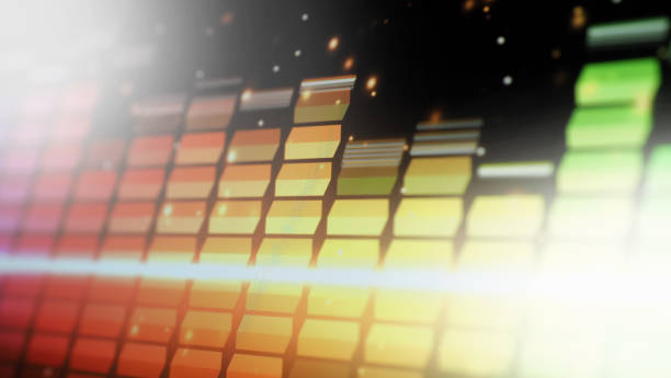 istock Sound equalizer. Wave pattern of music sounds element on monitor screen. Digital equalizer. Modern song equalisers dark background. Colorful waveform of musical soundtrack. Music equalizers display. 1458124586