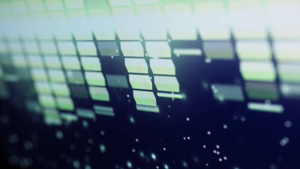 istock Sound equalizer. Wave pattern of music sounds element on monitor screen. Digital equalizer. Modern song equalisers dark background. Colorful waveform of musical soundtrack. Music equalizers display. 1458124627
