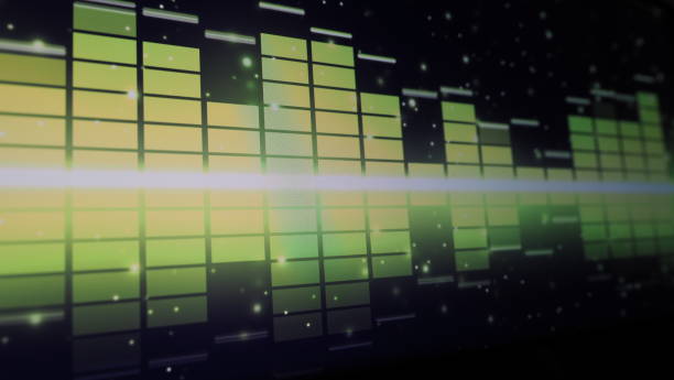 istock Sound equalizer. Wave pattern of music sounds element on monitor screen. Digital equalizer. Modern song equalisers dark background. Colorful waveform of musical soundtrack. Music equalizers display. 1458124778