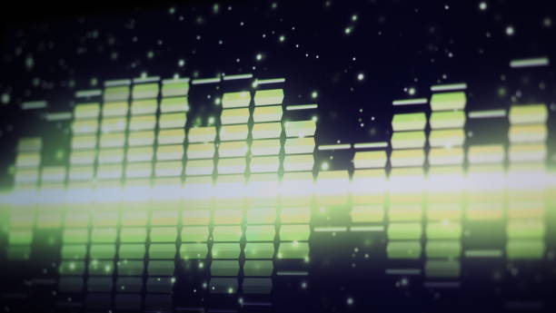 istock Sound equalizer. Wave pattern of music sounds element on monitor screen. Digital equalizer. Modern song equalisers dark background. Colorful waveform of musical soundtrack. Music equalizers display. 1458128146