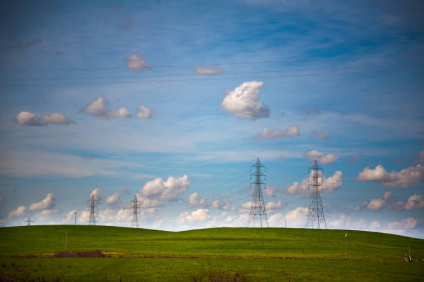 istock Power Lines on top of a Hill 1458132891