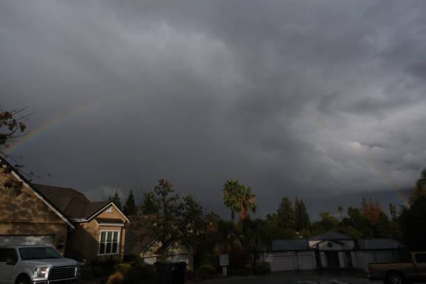Rainbow and cloudy sky