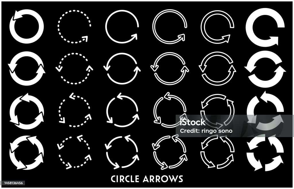 Rotating Arrow Chart Monochrome Round Rotating Arrow Set Easytouse Vector Data Stock ...