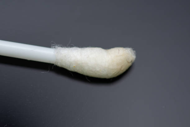 istock Disposable Medical Sterile Cotton Swab soiled, used 1458138663