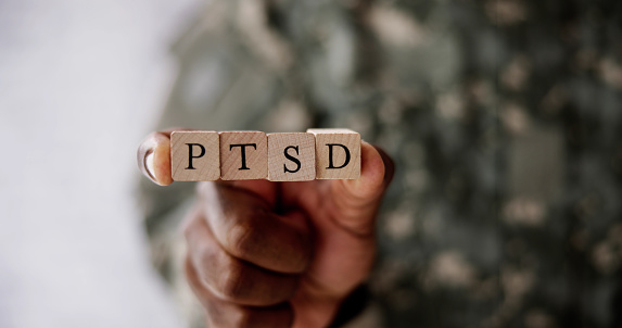 Army Military Soldier With PTSD Trauma Text