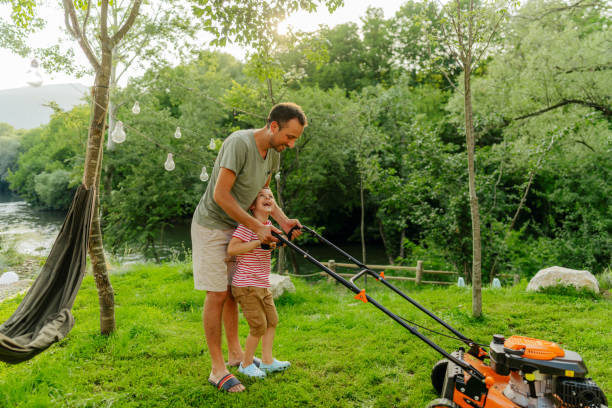 istock Mowing the lawn together 1458139693