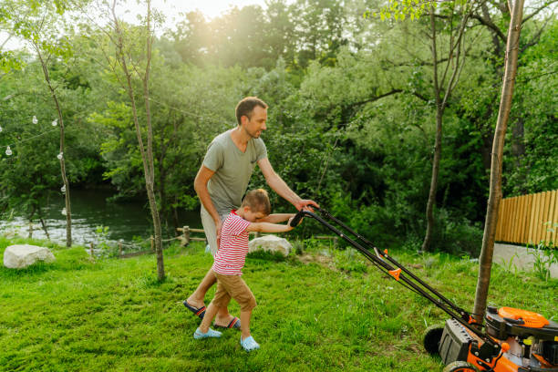 istock Mowing the lawn together 1458139767