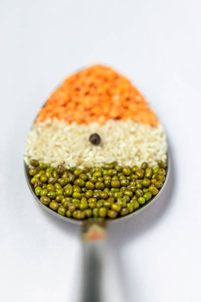 Indian tri-color is decorated with lentils and pulses