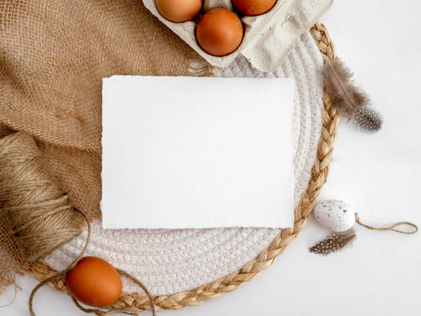 istock Easter mockup with traditional eggs and sack decor 1458144211