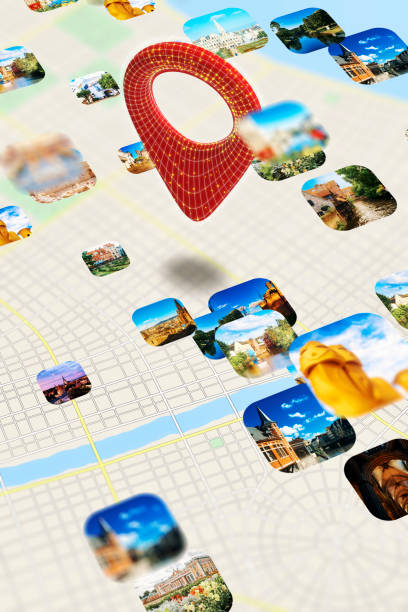 Digital work of City Map with location point anda famous place