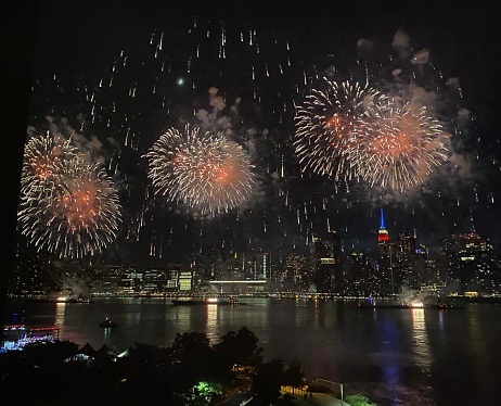 Fireworks on East River for celebration of 4th of July