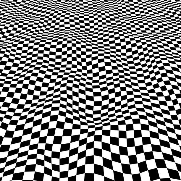 istock 3D surface of checked waves of warped squares, with perspective 1458157124