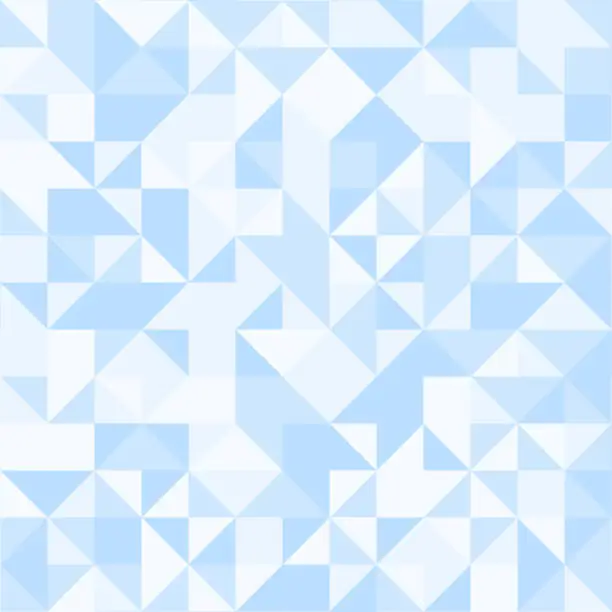 Vector illustration of Light blue triangles in full frame 8x8 square grid pattern.