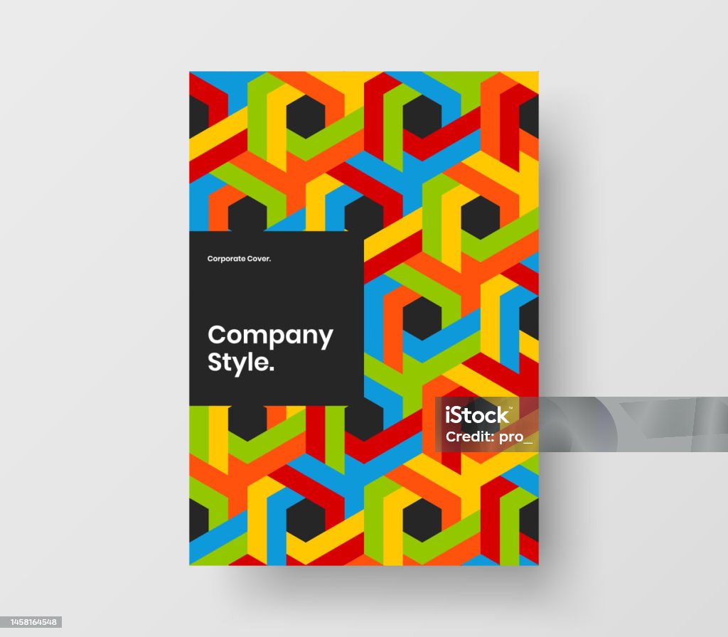 Amazing Mosaic Shapes Company Identity Layout Isolated Catalog Cover A4