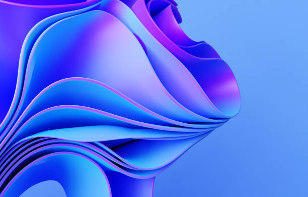istock Abstract modern neon, blue, violet colors background with ruffle, folded cloth 1458166430