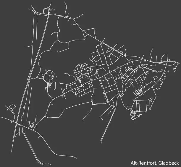 Vector illustration of Street roads map of the ALT-RENTFORT DISTRICT, GLADBECK