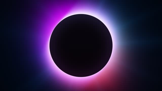 Circle frame with motion gradient on black background with stars. Fluid gradients. Abstract liquid shape neon lights. Colorful bright neon template. Dynamic soft color. Seamless loop footage