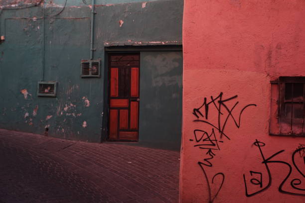 Guanajuato, Mexico – December 3rd, 2019: Colorful building and door