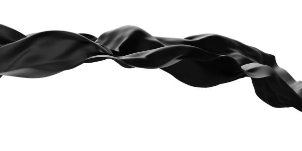 istock Black cloth flying in the wind isolated on white background 3D render 1458171746