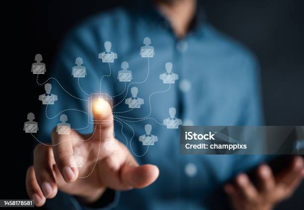 Businessman Touching To Access System Web Developer Web Master Web Design Web Development Programmers And Cyber Security Technologies Design Websites And Security In The Social World Cyberspace Stock Photo - Download Image Now