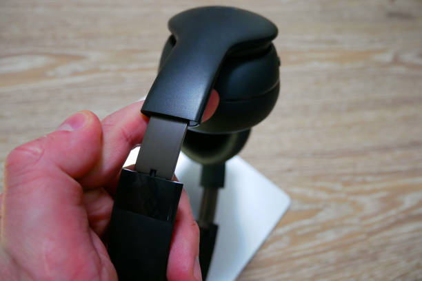 istock Full-size headphones in black. 1458178667