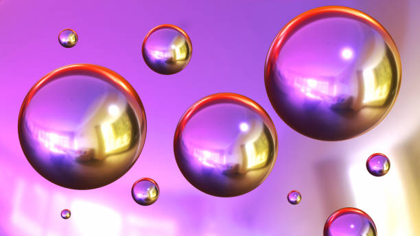 istock Shiny colored balls abstract background, 3d purple blue metallic glossy spheres 1458182632