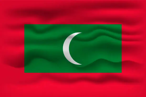 Vector illustration of Waving flag of the country Maldives. Vector illustration.