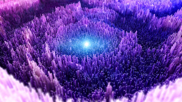 istock Large group of 3D box shapes generate an abstract topology.  Data visualization concept. Digitally generated 3D rendering 1458192734