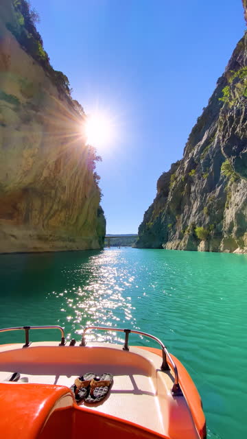 Scenic river cruise in Gorges du Verdon canyon