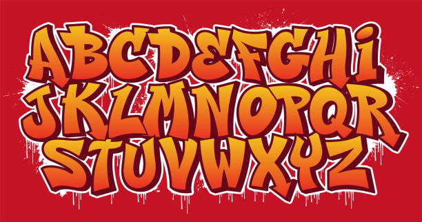Colour decorative font in graffiti style. Colourful Graffiti Font, this font can be used for logos and it looks perfect for short phrases and taglines graffiti fonts stock illustrations