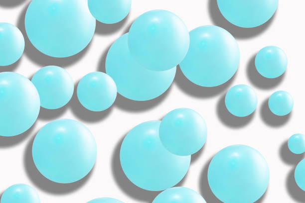 istock Blue Balloons on a White Background. Abstract Minimal Futuristic Background with Balls. Abstract Marble Balls Isolated on a Light Background 1458198499