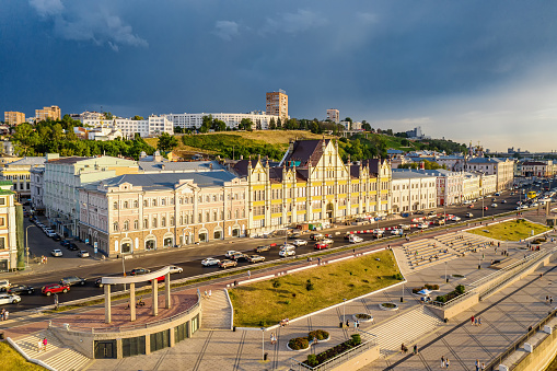 Nizhniy Novgorod. The historical center of the city, the embankment. Aerial view.