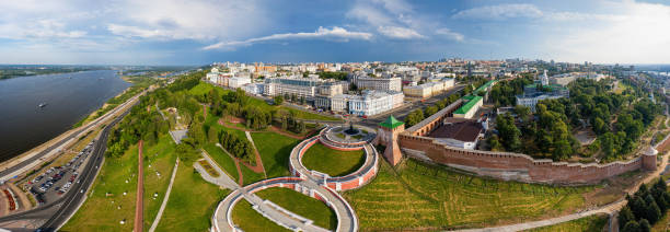 Nizhniy Novgorod, panorama of the historical center of the city. Aerial view. stock photo