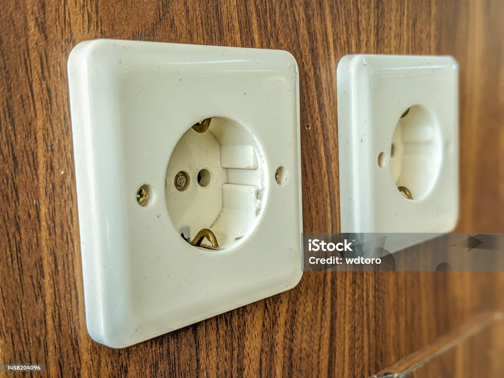 Wall Socket In Ceiling Wall Socket Installed On Wood Surface Stock Photo - Download Image Now ...