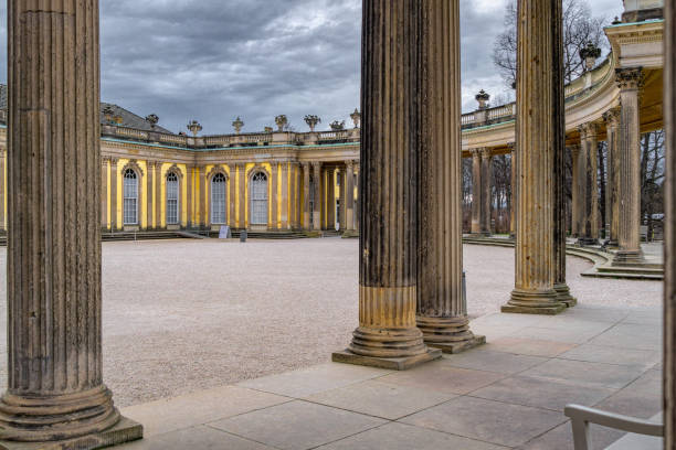 archi del palazzo reale di potsdam, germania - winter city germany brandenburg foto e immagini stock