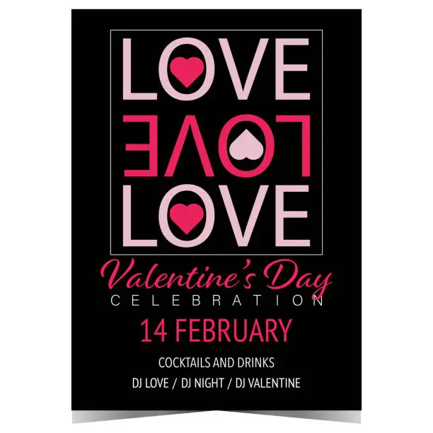 Vector illustration of Valentine's Day celebration party invitation card.