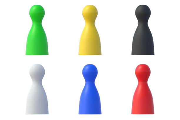 istock Set of board game chips isolated on white background. 3d render 1458211071