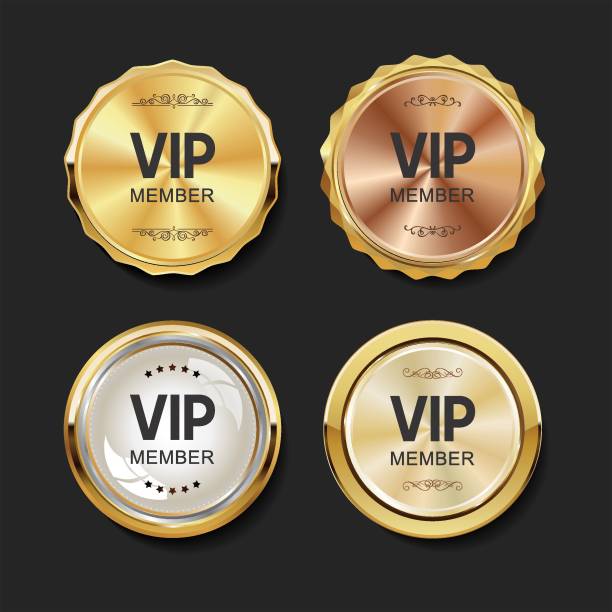 VIP gold and black labels and badges collection VIP gold and black labels and badges collection dental gold crown stock illustrations