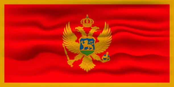 Vector illustration of Waving flag of the country Montenegro. Vector illustration.