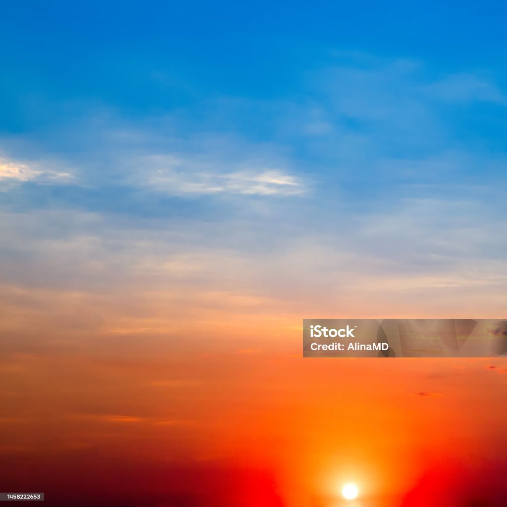 Other Side Red Sun Rising Sky With Red Bright Sunrise Stock Photo - Download Image Now - Clear ...