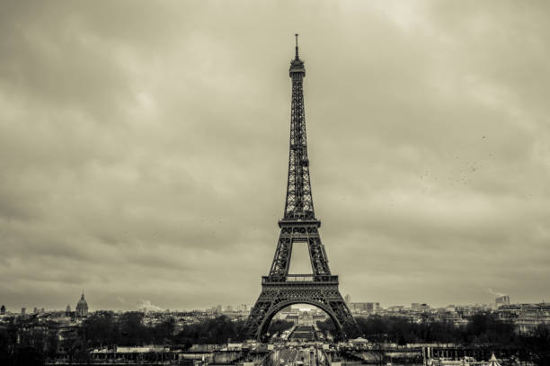 istock Metallic Eiffel Tower landscape in Paris France 1458229736