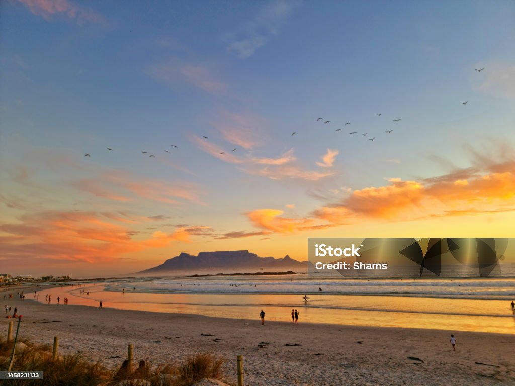 Cape Town sunset beach in Milnerton Cape Town sunset beach in Milnerton South Africa Africa Stock Photo