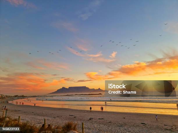 Cape Town Sunset Beach In Milnerton Stock Photo - Download Image Now - Africa, Atlantic Ocean, Beach