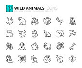 Outline icons about wild animals