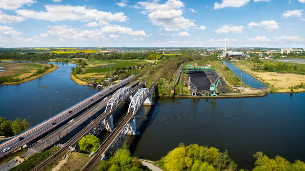 istock Road and rail bridges on the Oder River in Szczecin, Poland 1458234265