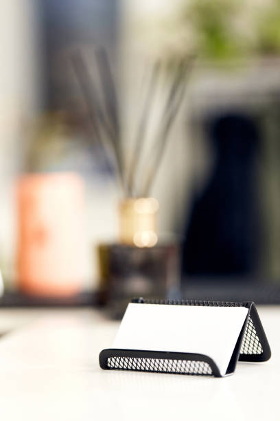 istock Business card holder with empty business card 1458234435