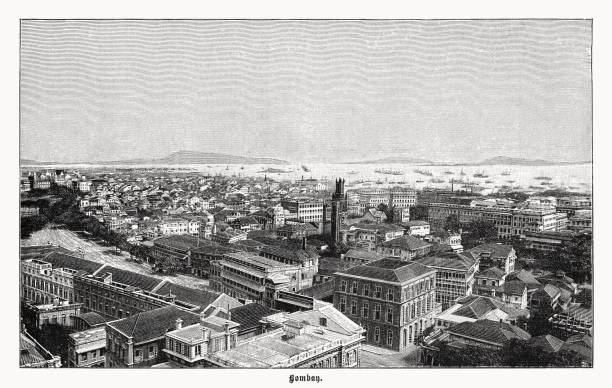 istock Historical view of Mumbai (Bombay), Maharashtra, India, woodcut, published 1899 1458238714