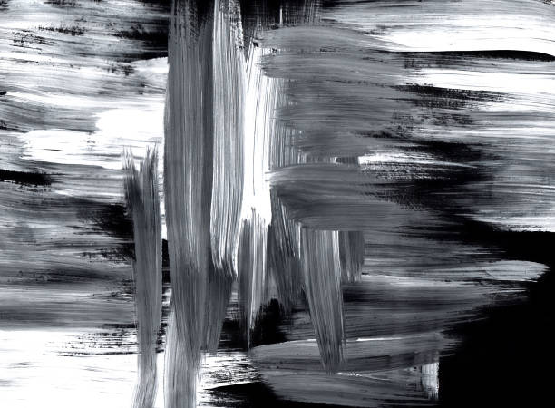 istock Direct brush strokes with black and white paint. Grunge Hand Drawn Texture Template 1458239918