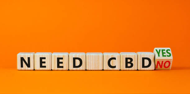 istock Need CBD, cannabidiol symbol. Turned a wooden cube and changed words 'need CBD no' to 'need CBD yes'. Beautiful orange background, copy space. Medical and need CBD cannabidiol concept. 1458244779